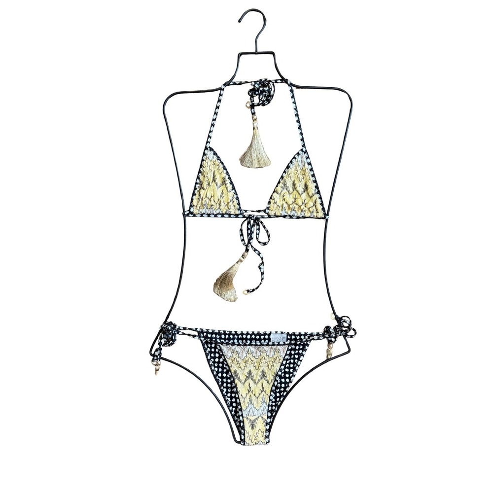 Hanne Bloch KNIT Reversible TRIANGLE BIKINI Yellow $390 NWOT Size XS